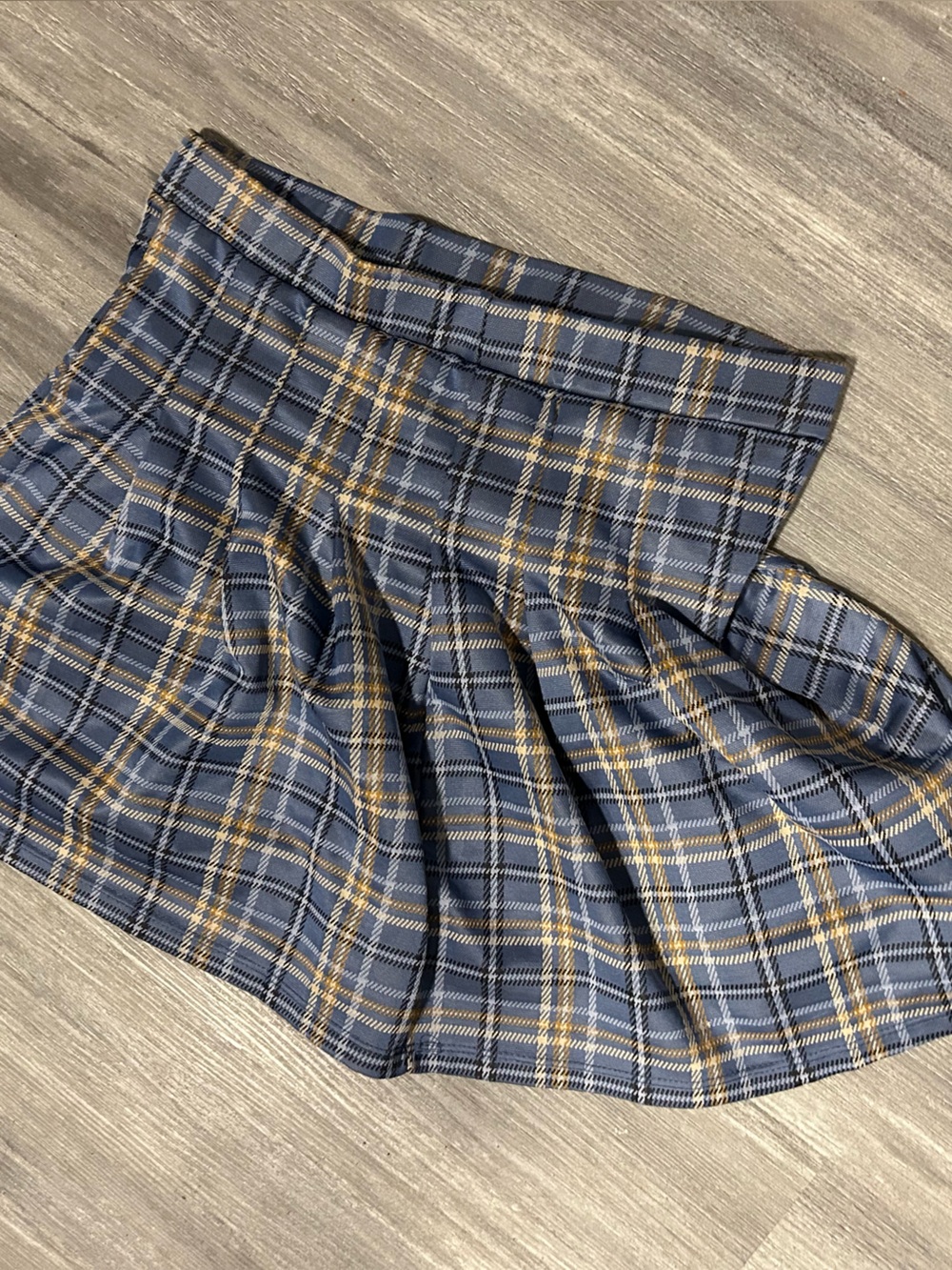 Hippie Rose Navy Plaid Circle Skirt with Yellow Accents